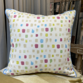 抱枕套-英國純棉家飾布 滾邊幾何繽紛圖案