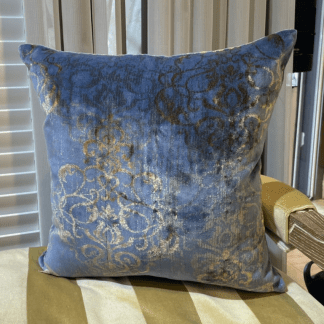 抱枕套-土耳其家飾布-藍金花紋絨布