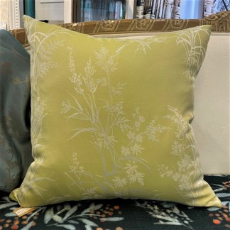 抱枕套-英國家飾布 繡葉花穗緹花-芥末黃