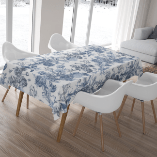 HC印花桌巾 HC7001 Toile Fleurie Design-blue 靛藍色印花維多利亞花卉